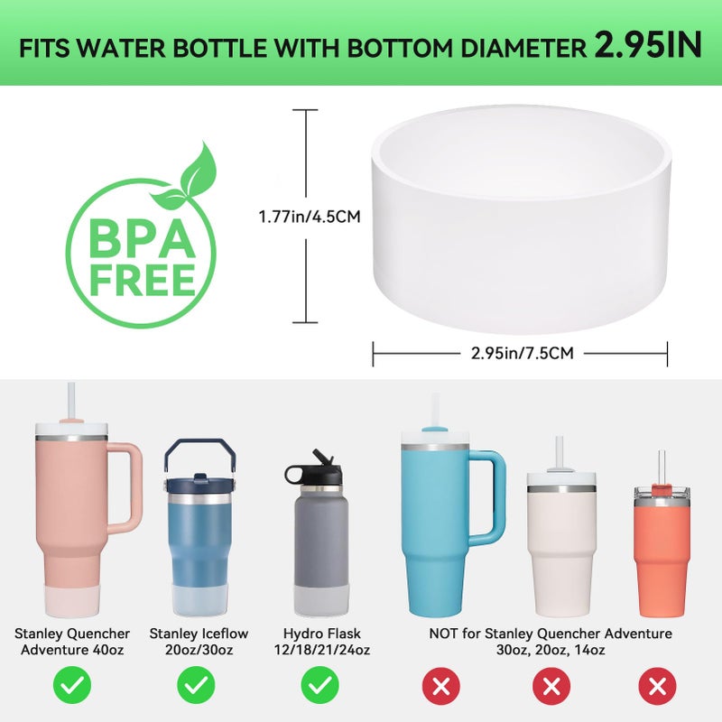 PICcircuit 2PCS for Stanley Boot, Silicone Bottom for Quencher Adventure 40oz 30oz IceFlow 20oz 30oz Bottle&for Hydroflask Tumbler 12-24oz for Stanley Cup Accessories Avoid Scratches&Noise - Image 2